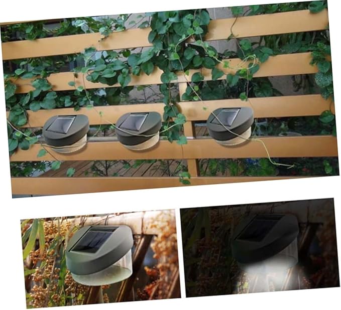 4pcs Solar Outdoor Garden Lights Led Fence Lights Black Shell for Garden Pathway and Porch Decor