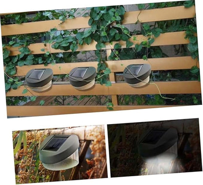 4pcs Solar Outdoor Garden Lights Led Fence Lights Black Shell for Garden Pathway and Porch Decor
