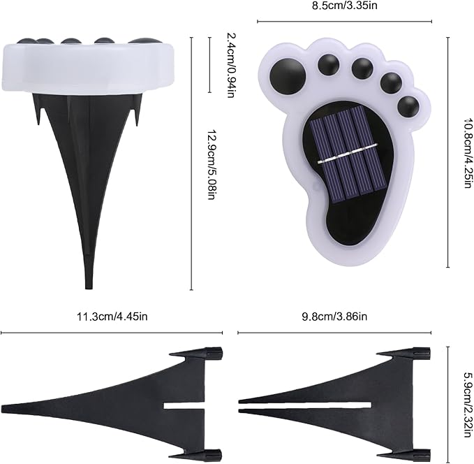 Led Footprint Solar Lights(Warm White),Waterproof Outdoor Gardent Lights, Lawn Landscape Path Lights(4-Pack)