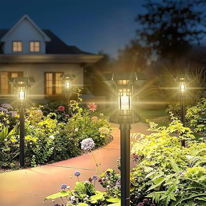 2Pack Solar Pathway Lights Outdoor，LED Solar Garden Lights Waterproof IP44 Outdoor Solar Lights for Yard Path Lawn Walkway Driveway Backyard