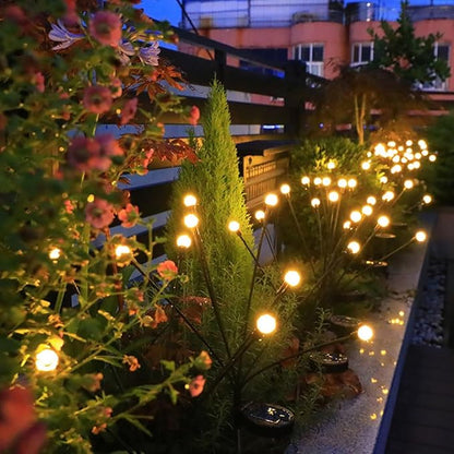 2 Pack 16LED Solar Swaying Lights Outdoor, Warm White, Waterproof, Firefly Lights for Patio Garden Porch Pathway