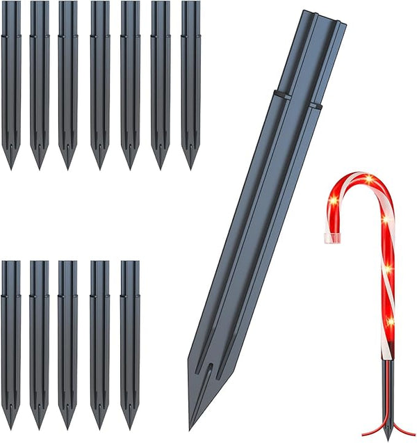 12 Pcs Replacement Stakes for Christmas Candy Cane Lights Outdoor, Size 6.2 * 0.61" Candy Cane Lights Plastic Spike | Lumora