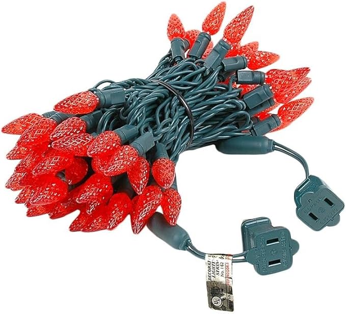Novelty Lights 24FT 70 LED C6 LED Christmas String Lights, Commercial Grade Outdoor Tree Decorations (Red) | Lumora