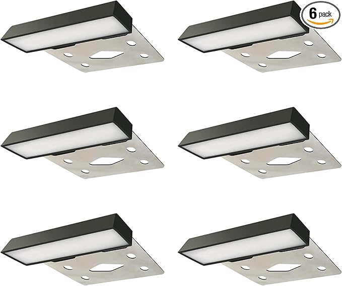 LUMENGY 3 inch 1w Super Slim LED Ambiance Hardscape Lights, 2700K Daylight, 5 Mounting Plates for Outdoor BBQ, Posts, Steps, Planters, Pavers & Walls, No Screws, Easy Installation Design V2 (6-Pack)