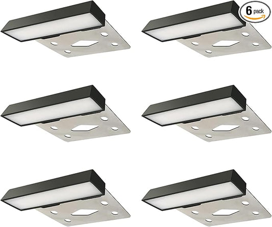 LUMENGY 3 inch 1w Super Slim LED Ambiance Hardscape Lights, 2700K Daylight, 5 Mounting Plates for Outdoor BBQ, Posts, Steps, Planters, Pavers & Walls, No Screws, Easy Installation Design V2 (6-Pack)