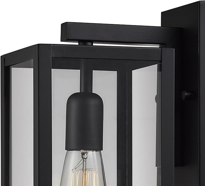 GLOBE Electric 44176 1-Light Outdoor/Indoor Wall Sconce, Matte Black Finish, Clear Glass Shade, Weather-Resistant Modern Exterior Light