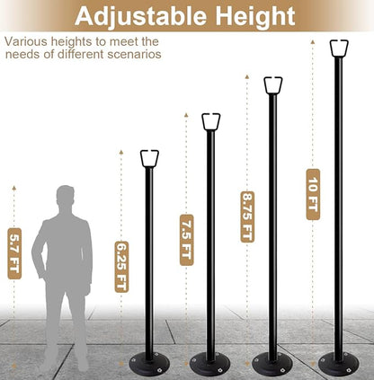 Queension 10FT Ground Base String Light Poles for Outdoor String Lights for Garden, Backyard, Patio Lighting Stand for Parties, Bistro & Weddings, 1 Pack