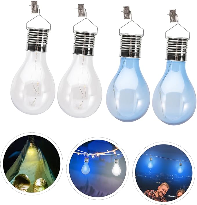4pcs Solar Powered Led Bulbs Hanging Light for Outdoor Decor Warm Options for Gardens Patios and Camping