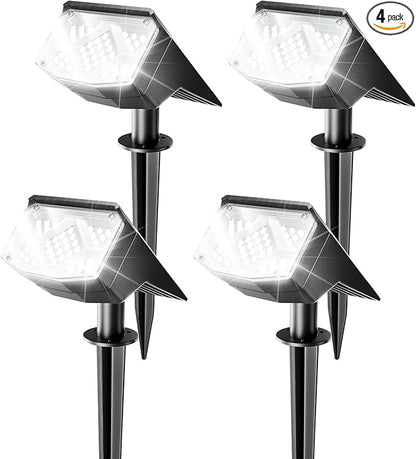Anordsem Solar Spot Lights Outdoor: 1000mAh+ABS Waterproof Case 4 Pack - 2 White Light Modes for Yard Garden Path Decoration - Bright Security Lighting Gifts for Homeowner
