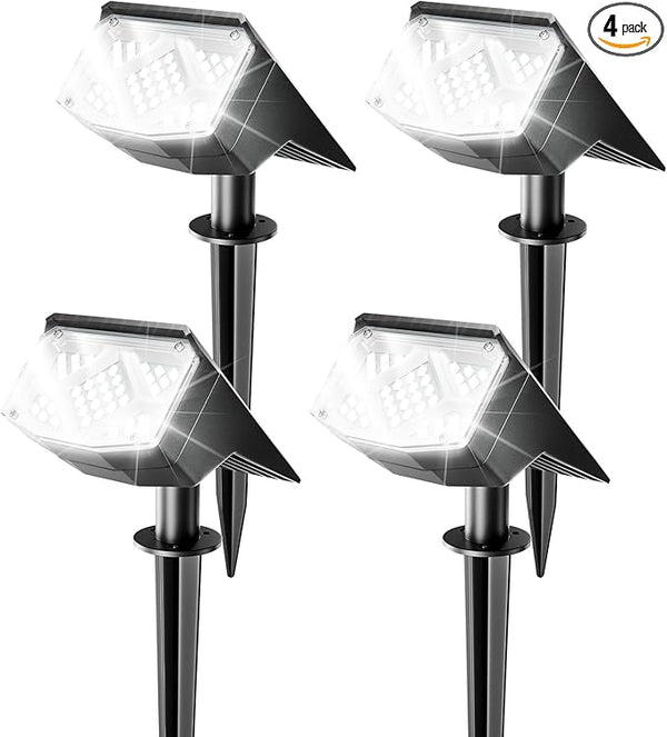 Anordsem Solar Spot Lights Outdoor: 1000mAh+ABS Waterproof Case 4 Pack - 2 White Light Modes for Yard Garden Path | Lumora