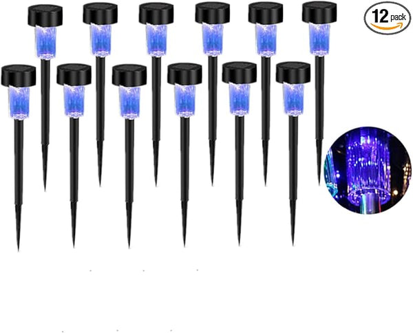 12PCS Blue LED Outdoor Plastics Garden Solar Powered Landscape Light Lamp Patio Lawn Decoration Lights (Blue) | Lumora