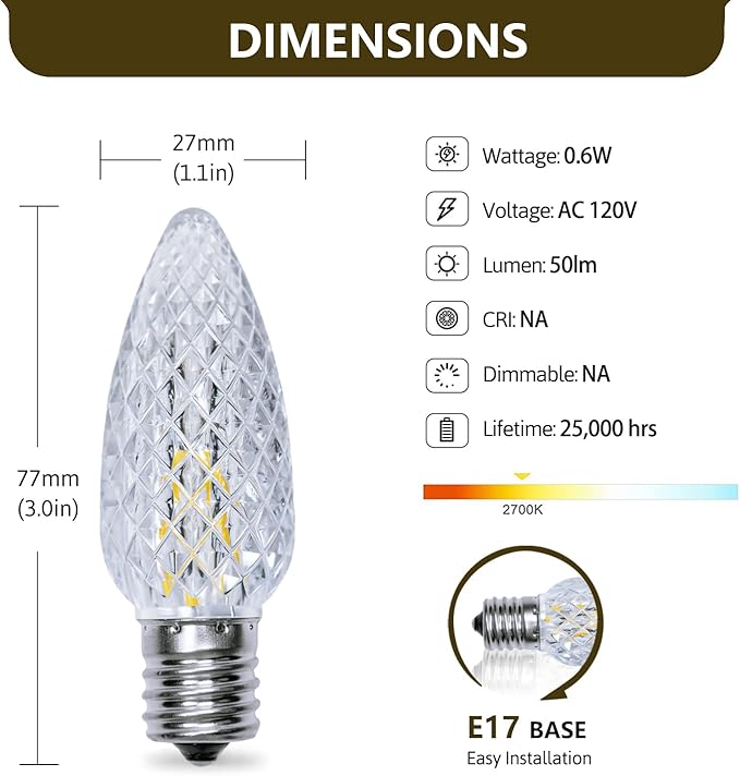 C9 Christmas Light Bulbs 100 Pack, Shatterproof Replacement LED Bulb, 2700K Warm White Fairy Lights for Indoor and | Lumora