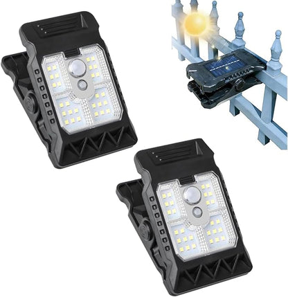 2026 New Solar Clip Light with Motion Sensor, Clip on Solar Lights Outdoor Waterproof, Portable Outdoor LED Light for Camping, Adjustable Clip on LED Light for Garden、Camping、Yard (2PCS)