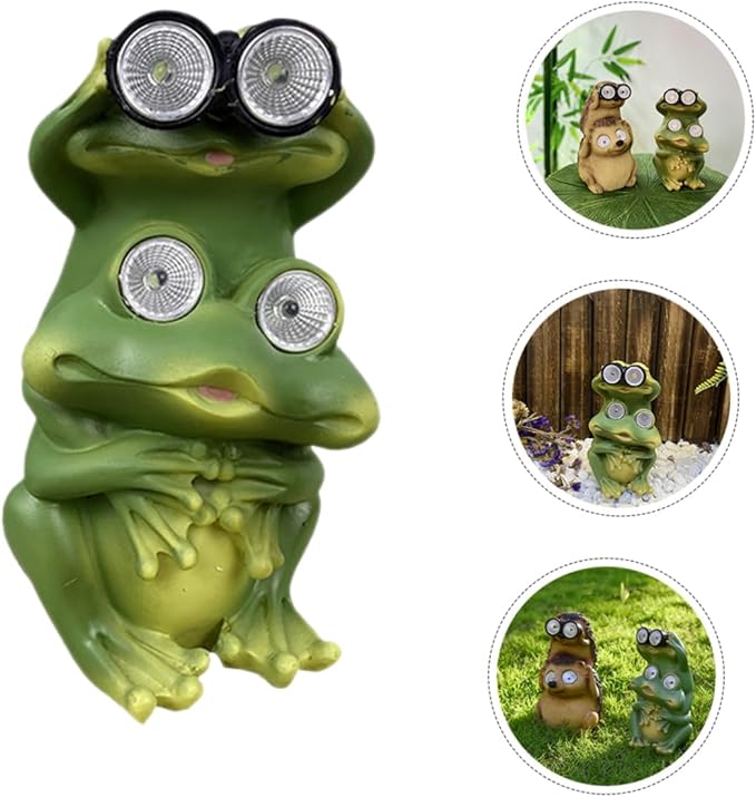 PAREKS Solar Light Crafts Decor Solar Pathway Lights Garden Resin Ornament Driveway Lights Resin Craft Ornament Yard Lights Frog Ornaments Garden Light Night Light Synthetic Resin outdoor/1142