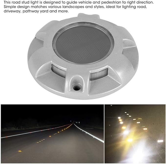 Keenso Solar Powered LED Road Ground Lights, Deck Pathway Marker Stud Light for Outdoor Driveway Safety