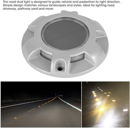 Keenso Solar Powered LED Road Ground Lights, Deck Pathway Marker Stud Light for Outdoor Driveway Safety
