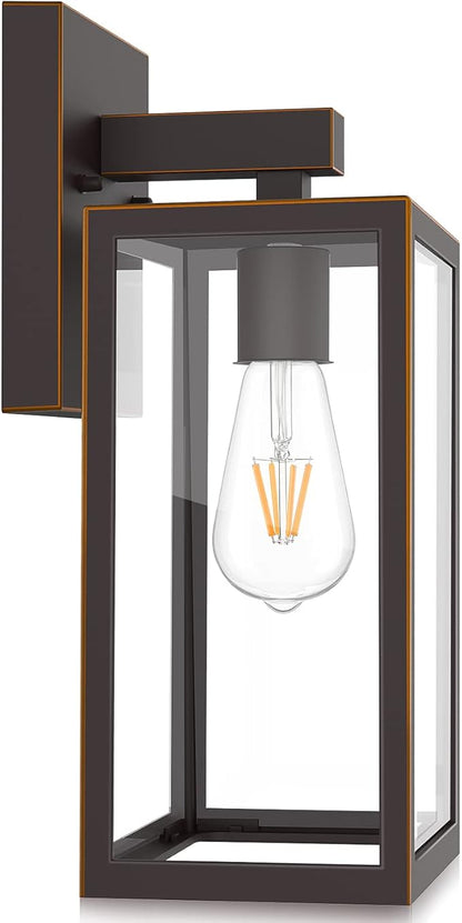 MAXvolador Outdoor Wall Lantern, Exterior Waterproof Wall Sconce Light Fixture, Oil Rubbed Bronze Anti-Rust Mount Light Glass, E26 Porch Patio Lighting