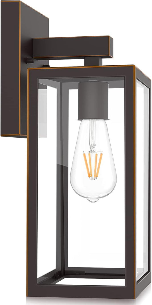 MAXvolador Outdoor Wall Lantern, Exterior Waterproof Wall Sconce Light Fixture, Oil Rubbed Bronze Anti-Rust Mount Light Glass, E26 Porch Patio Lighting