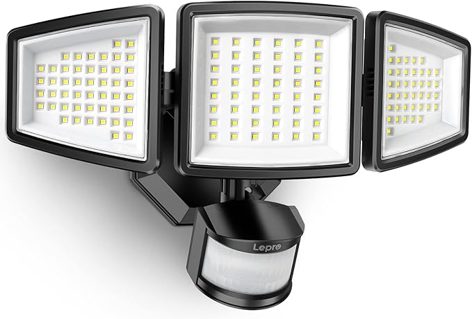 Lepro Bundle - Black LED Security Light 3 Adjustable Heads & 50 ft Outdoor String Lights 25 LED G40 Edison Bulbs | Lumora