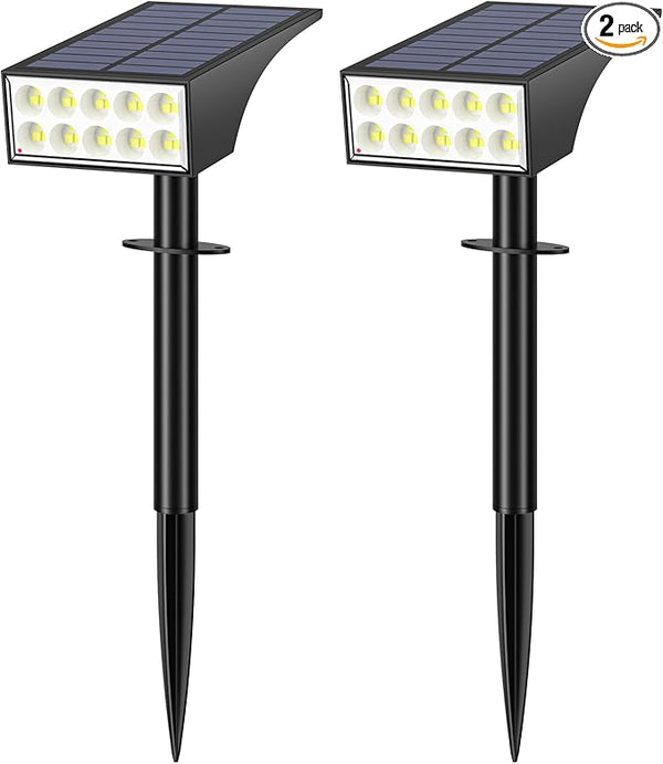 Solar Lights Outdoor Waterproof, Solar Spot Lights- 2 Pack/4 Mode LED Spotlights 2-in-1 Auto On/Off Powered | Lumora