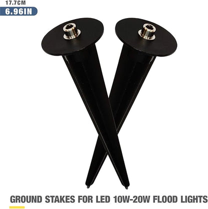 2 Pack Metal Ground Stake for LED Flood Lights, Compatible with 10W-100W, Outdoor Mount for Gardens, Yards, and Landscape Lighting