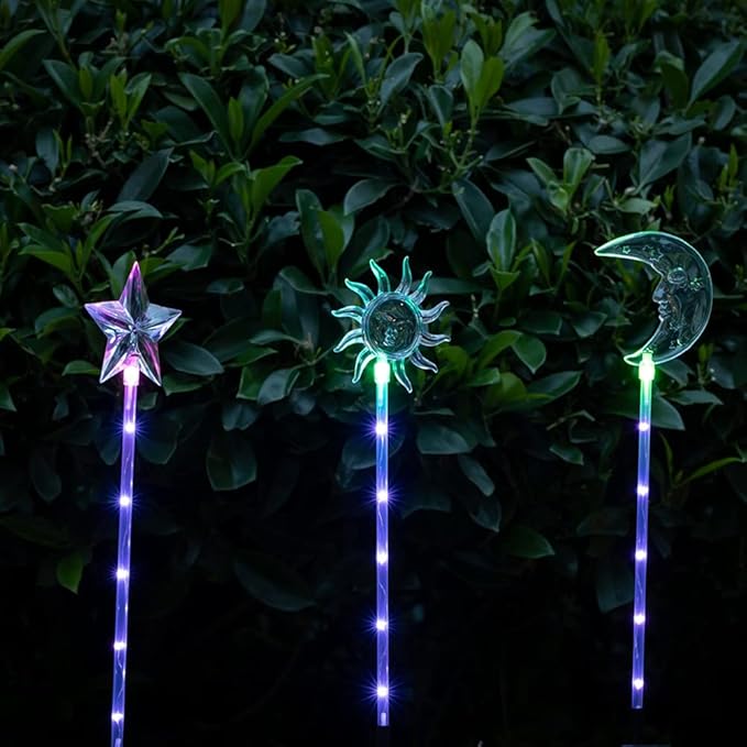 Solar - Sun Moon Star Solar Stake Lights, Outdoor Waterproof, Yard Patio Pathway Decoration (Star)