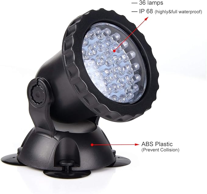 SHOYO Underwater Pond Lights, Colored Submersible Spot Lights, 36 LED Spotlight for Yard IP68 Waterproof Remote Control Multi-Color Dimmable Adjustable for Outdoor Fountain Landscape, Set of 6