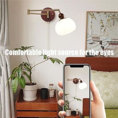 Plug-in Wall Sconce, Mid Century Swing Arm Lamp, Vintage Light with Pull Chain, Farmhouse Mount Light(Hardwired)