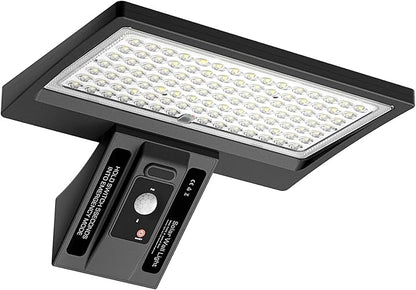 Solar Wall Light Outdoor, 3-Mode Lighting Wall Light, 2000Lm IP65 Waterproof Type 2 Optical Lens 104 LED with Fast Respond 120° PIR Motion Sensor for Building Exterior, Garden, Pathway