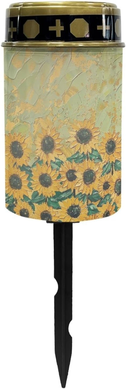 Solar Sunflower Garden Lights Outdoor,LED Warm White Solar Pathway Lights for Outside Waterproof Landscape Lighting Yard Pation Driveway Solar Lantern Flameless Outdoor Table Lamp