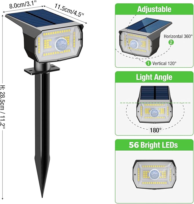 nipify Solar 1 Pack Spot Lights Outdoor Motion Sensor with 3 Modes,Solar Spotlights Outdoor Waterproof 2-in-1 Auto | Lumora