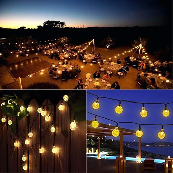 LYHOPE Solar String Lights Outdoor, 2 Pack Total 71ft 120 LED Solar Patio Lights Waterproof, 8 Modes Solar Outdoor Lights Globe Lights for Garden Yard Patio Gazebo Decorations (Warm White)