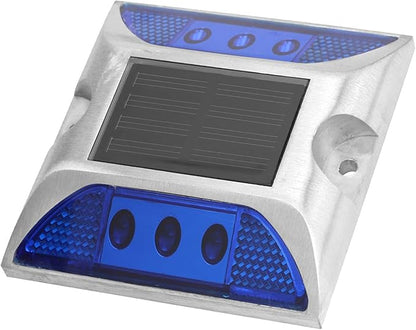 Walfront LED Ground Light Solar Deck Lights for Driveway Pathway Garden, Cast Aluminum Outdoor Light with 1000m Visibility Automatic OnOff for Sidewalk Yard (Blue)
