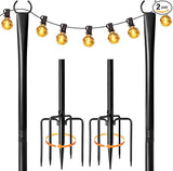 4 Pack Heavy-Duty String Light Poles for Outside with Fork, Adjustable Lighting Hanging Post Accessories for Patio | Lumora