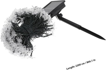 Solar Powered Cherry Blossom String Lights Outdoor LED Flower-Shaped Patio String Lamp with Lighting Modes for Garden Wedding Festival Decoration