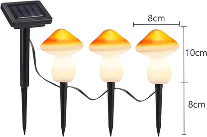 Set of 3 Orange Solar Powered Mushroom Toadstool LED Outdoor Waterproof Garden Pathway Landscape Lights