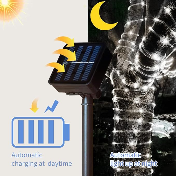 Honche Solar Rope Light 33FT 100LED IP65 Waterproof Outdoor LED Copper Fairy String Tube Lights for Party Gazebo | Lumora