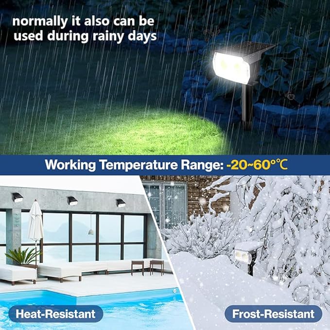 Solar Spot Lights Outdoor,IP65 Waterproof 48LED Path Lights with 3 Lighting Modes, Garden Yard Pathway Pool Wall Lights (Warm White, 6 Pack)