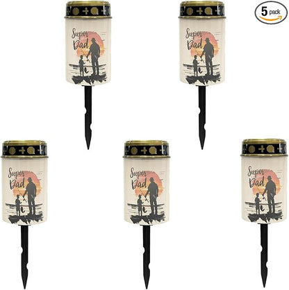 Super Dad Cemetery Lights - Solar Powered Outdoor Waterproof Garden Pathway Lights with Auto On/Off Feature