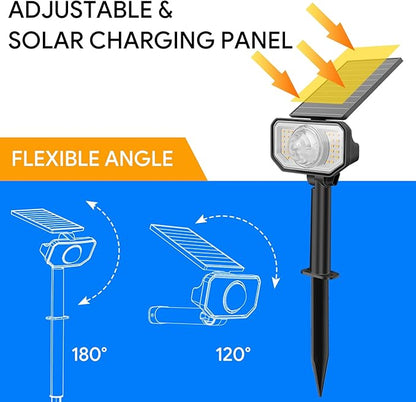 Energetic RGB Solar Spotlights Outdoor, Waterproof Pathway Lights, 26 LEDs Landscape Spotlights, Colorful LED Solar Lights for Outside, 9 Lighting Modes Garden Lighting, 6 Pack