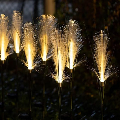2 PCS Outdoor Solar Lights,Solar Fiber Optic Reed Light,Led Landscape Lamp,Outdoor Simulation Flower Landscape Courtyard Decoration Light for Garden,Walkway, Patio