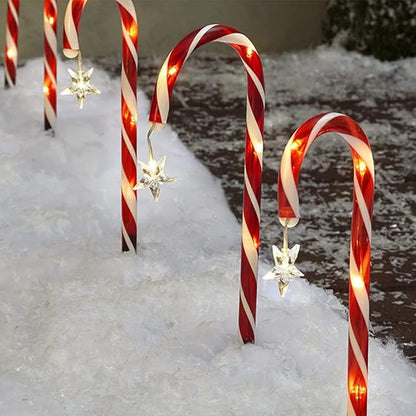 JTLB Solar Candy Cane Lights,8 LED Outdoor Christmas Lights, Candy Cane Solar Pathway Lights with Star Decoration, Solar Christmas Cane Stake Light for Indoor or Outdoor