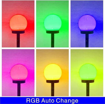 Solar Pathway Lights, Round Ball Outdoor Garden Lamps, 2/4/6/8Pcs Waterproof Landscape Lighting for Yard & Lawn(RGB,6 PCS)