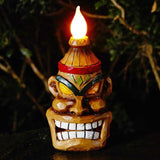 Outdoor Solar Tiki Statue Decor-Tiki Bar Decoration-Torch Tiki Head Statues Outdoor Decorations for | Lumora