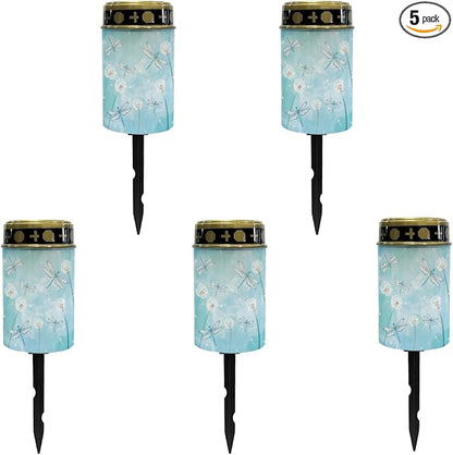Solar Pathway Lights Outdoor,Taraxacum Mongolicum Solar Garden Lights Outdoor Waterproof Landscape Lighting for Yard,Dragonfly Blue Solar-Powered Fairy Lights