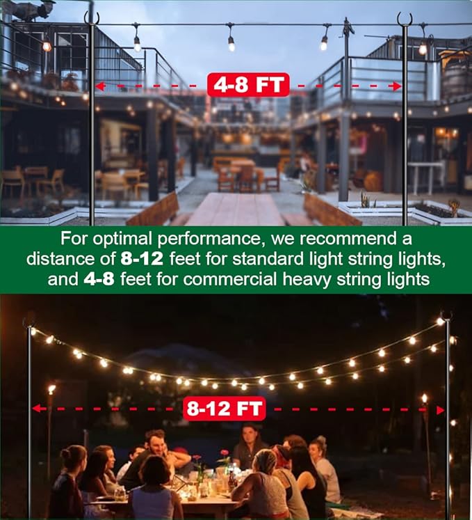 10ft String Light Pole for Soft Surfaces, Light Pole for Outdoor String Light, Perfect for Garden, Backyard, and | Lumora