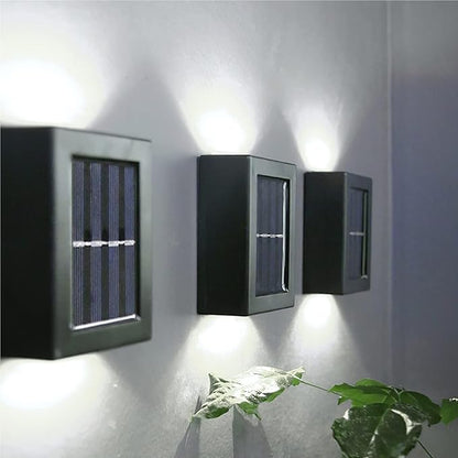QUQUQ Solar Pathway Lights Solar Wall Lights Outdoor LED Up and Down Waterproof Power-Saving Yard Patio Decor(Cool White,1 Pack)