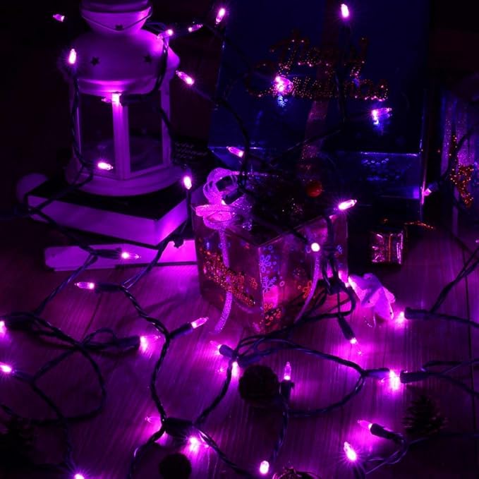 Brizled Purple Valentine Lights, 33ft 100 LED Valentine's Day Lights Outdoor, Connectable Purple String Light 120V UL Certified Christmas Tree Light, Indoor Xmas Light for Xmas Tree Party Home Decor