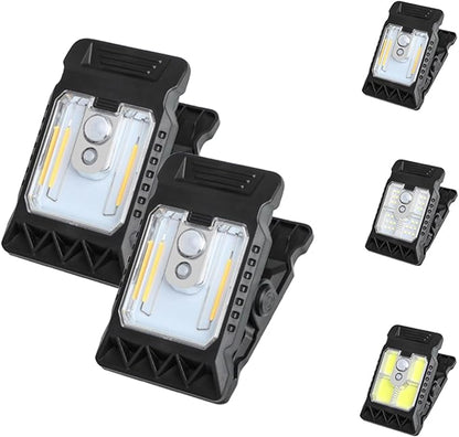 Clamp on Solar Motion Light, Clip On Solar Motion Sensor Light Outdoor, Portable,Waterproof, 3 Modes 3 Mounting Ways, Outdoor Led Lights for Fence, Wall, Garage, Patio Umbrella (#A,2PCS)