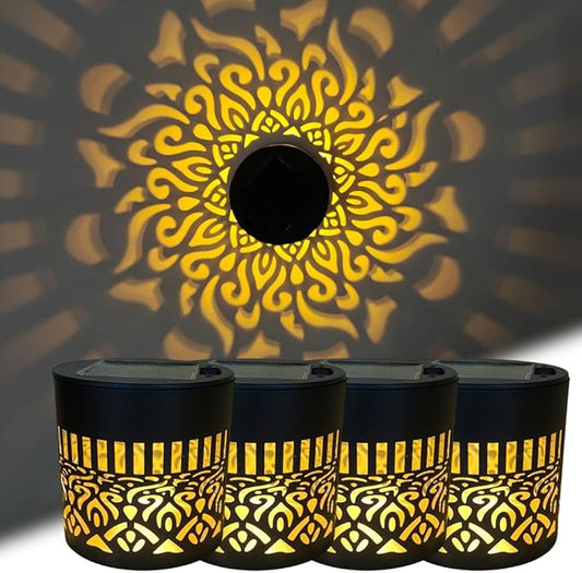 Decorative Solar Mandala Lights, 2026 New Solar Mandala Lights Outdoor, Mandala Theme Waterproof Fence Light for Garden Post Patio Backyard Yard Decor (4 Pcs)